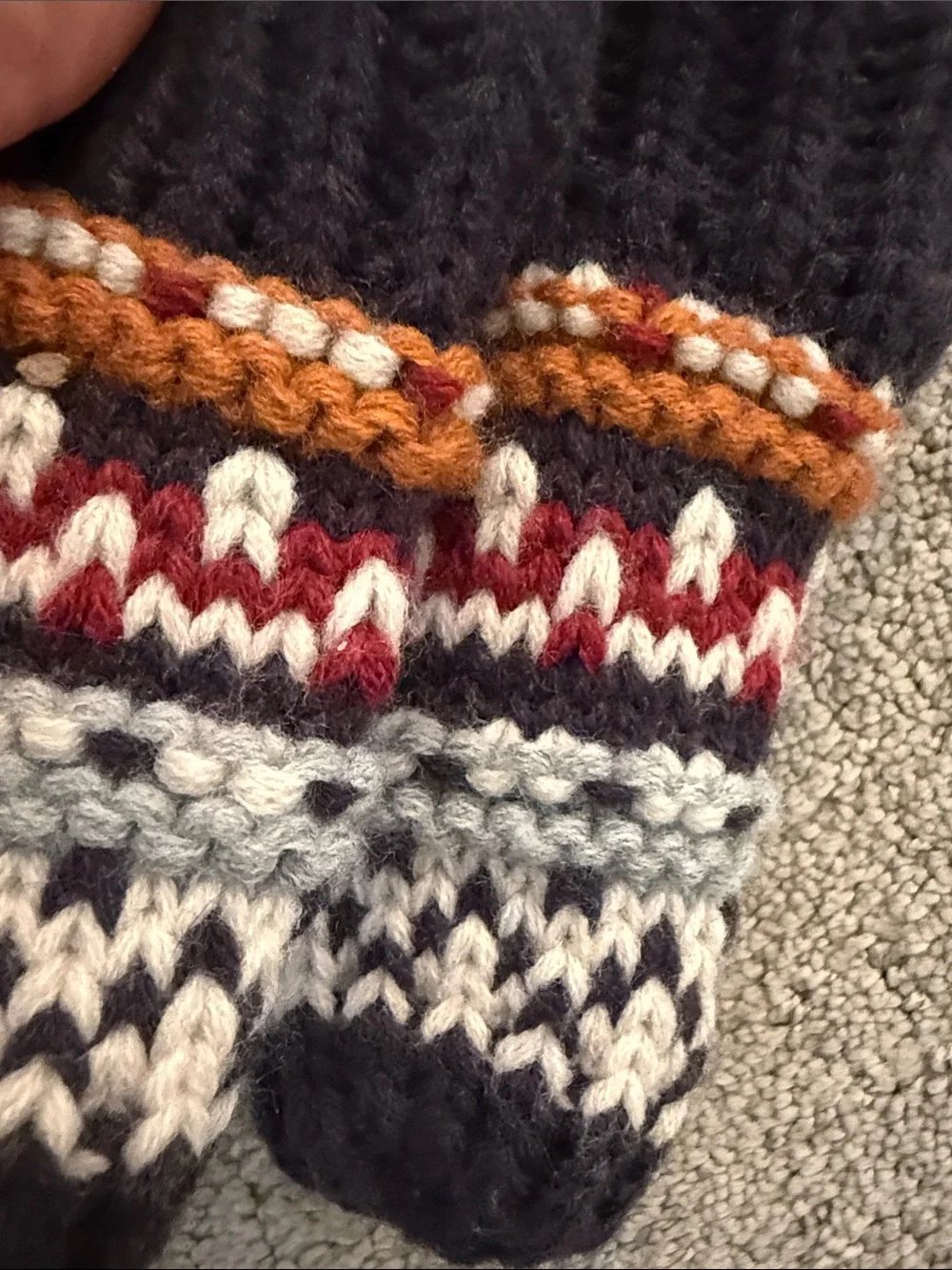 Zara Toddler Knit Mittens in Black, White, Red & Brown